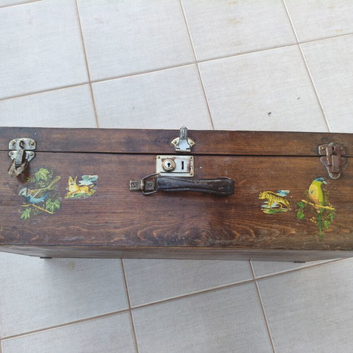 Wooden Vintage Suitcase used with metal clasps 70x40x30 cm