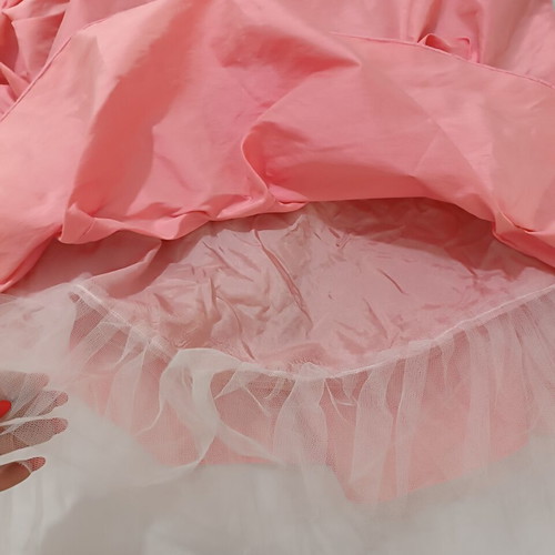 Charly evening maxi skirt taffeta salmon with tulle and gathers, like new
