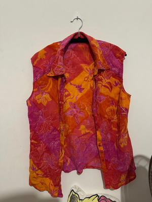 Tropical print πουκάμισο, μέγεθος Medium, κόκκινο και πορτοκαλί
