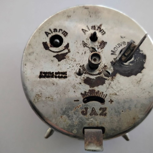 JAZ French wind-up table clock used, 1950s-60s