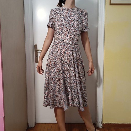 Vintage pink floral midi dress H&M like new