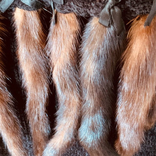 Knitted scarf with natural mink fur A.L.E. like new, black and brown