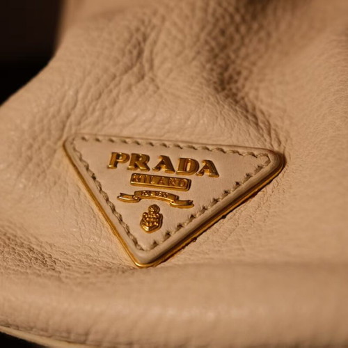 Prada leather shoulder tote cream color used