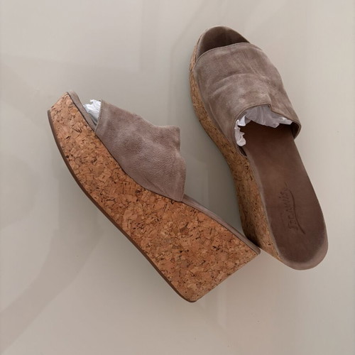 Ioannis Suede Mules Platform Sandals Size 38 Used Beige