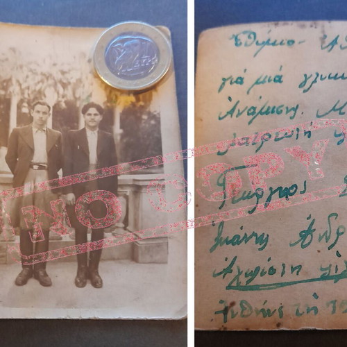 Vintage photograph 1942 Athens with handwritten dedication, used