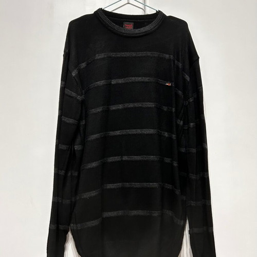 Knitted sweater with black and gray stripes like new, size 3XL