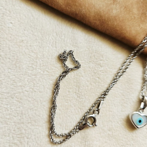 Silver 925 necklace with mother of pearl evil eye pendant