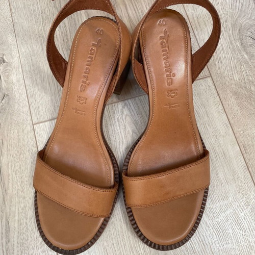 Tamaris summer sandals size 40 new, brown with ankle strap