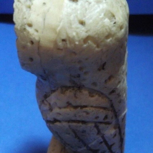Owl statue used, made of porolithos, height 9.5 cm