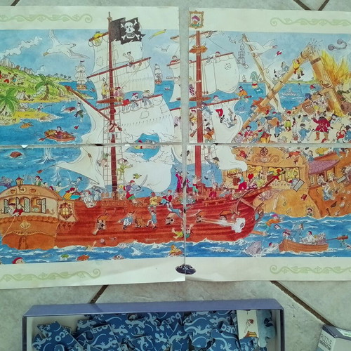Djeco Pirates Puzzle 100 Pieces used with Poster
