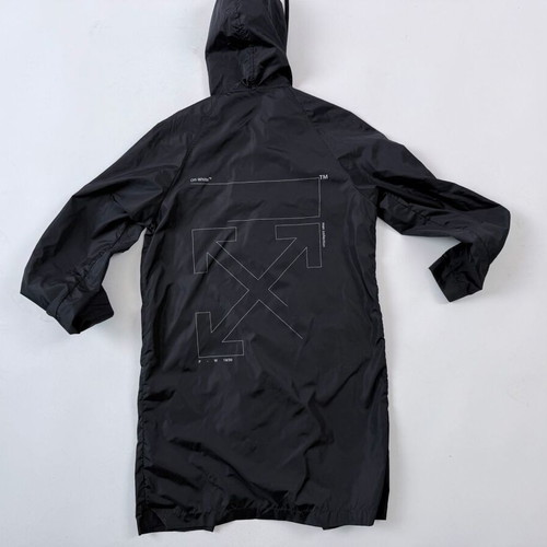 Off-White Unfinished Raincoat FW19 black, like new, size XS fits L