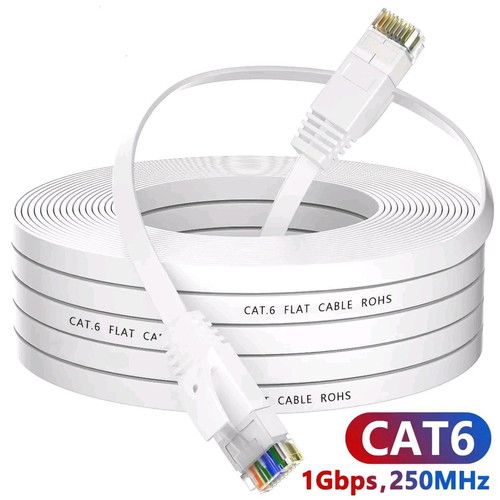 Ethernet cable CAT6 flat 50cm length new, white