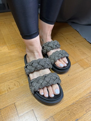 Kurt Geiger sandals with rhinestones new, size 39.5, black