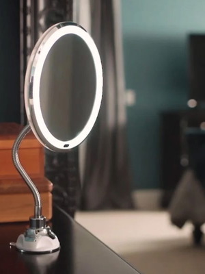 Magnifying Mirror with LED Light 10x and Flexible Neck