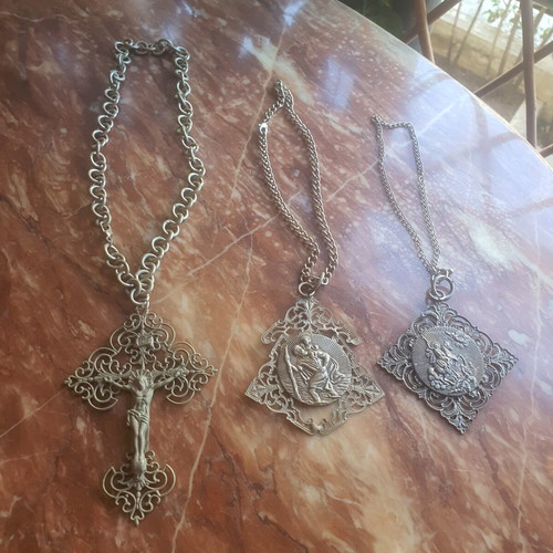 Vintage metal religious pendants and icons