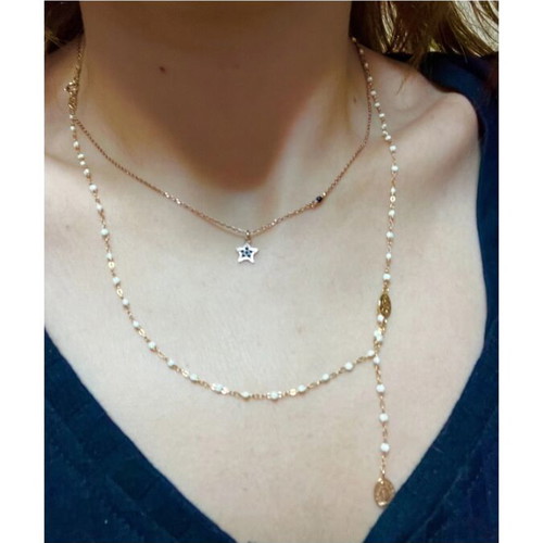 Silver necklace with rose gold plating and black zircon, like new