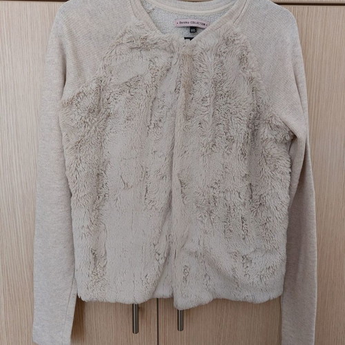 Bershka fur cardigan like new, white, size M