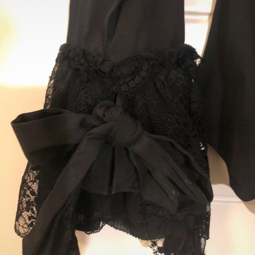 Pinko women's black shirt size 10 M with lace and ribbons like new