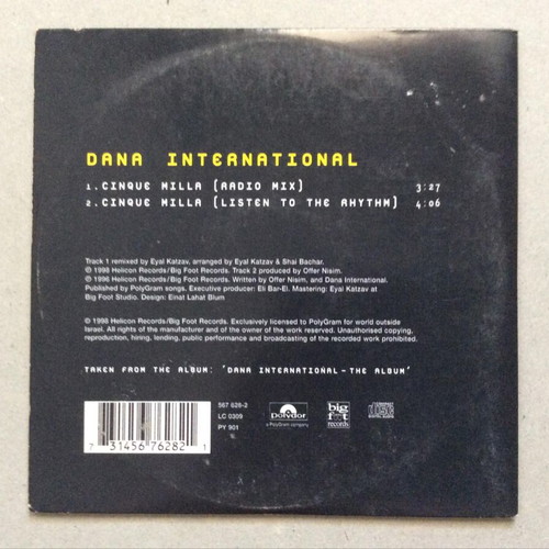 Dana International Cinque Milla CD single like new, electronic