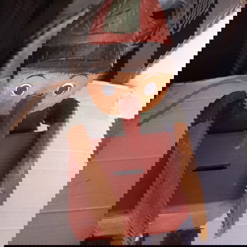 Vintage ξύλινος κουμπαράς Πινόκιο.