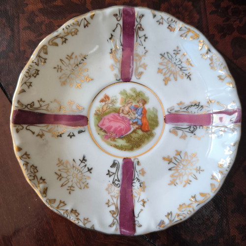 Vintage porcelain coffee set with gilding, 11 pieces, 1960s-70s