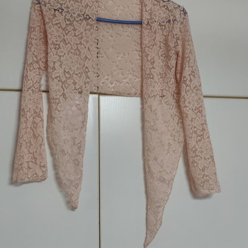 Blouse and bolero lace set, salmon color