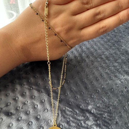 Nora’s double necklace with black stones gold new