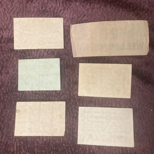 German Weimar banknotes used, set of 6, inflation period