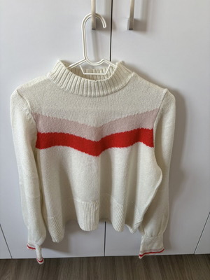 Lcw casual white knit sweater with stripes