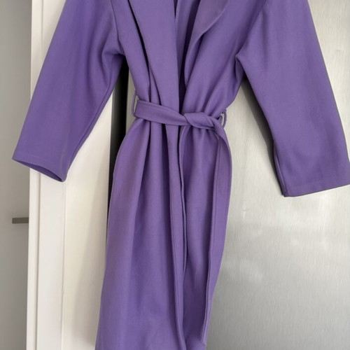 Italian purple coat with belt, long warm