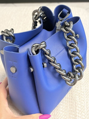 Folli Follie Small Leather Handbag Blue New