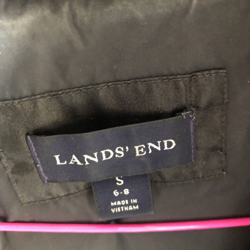 Landsend black jacket with hood and down feathers like new, Small
