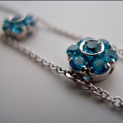 Pasquale Bruni blue topaz flower cluster bracelet like new, turquoise and silver