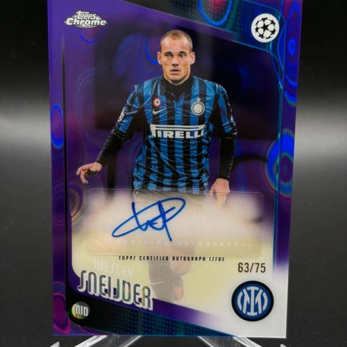 Topps Chrome Wesley Sneijder Inter Milan Auto Autograph Purple Refractor Numbered 63/75 Legend like new