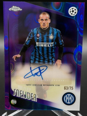 Topps Chrome Wesley Sneijder Inter Milan Auto Autograph Purple Refractor Numbered 63/75 Legend like new