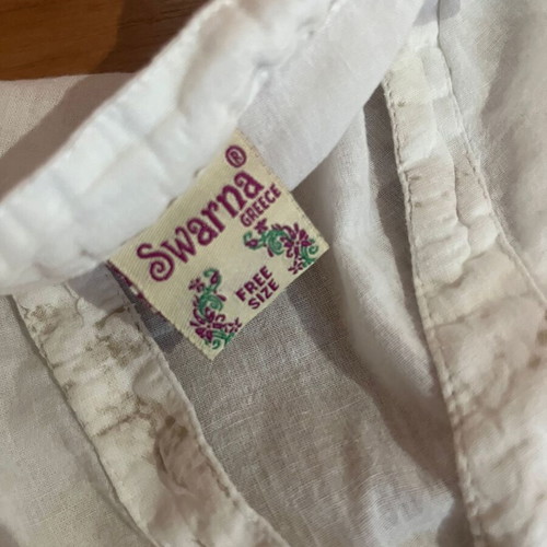Kaftan shirt XXL used, 100% cotton with beige soft patterns, belt