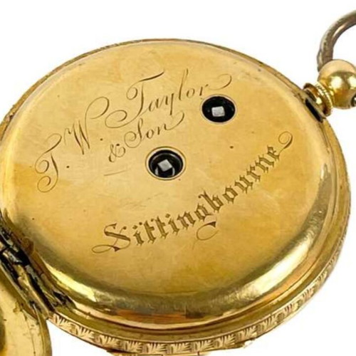 Gold 18 ct Pocket Watch used, solid 18K, 19th century