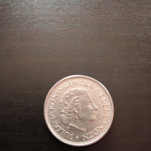 Netherlands coin used, year 1977