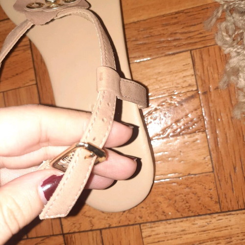 Sandals tan with flowers and pearls size 36 like new