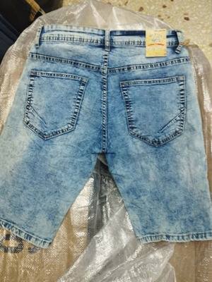Men's denim bermuda shorts with patches and letters, new, sizes 28-38