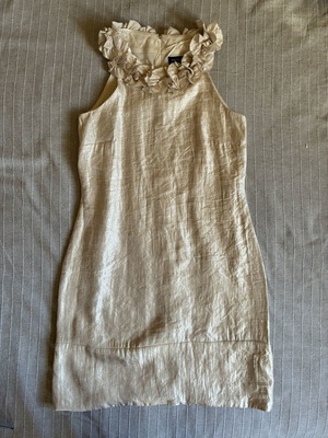 Champagne Shimmer Ruffle Halter Mini Party Dress cream, like new, EU 36 S