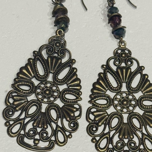 Earrings antique bronze new, gold tone
