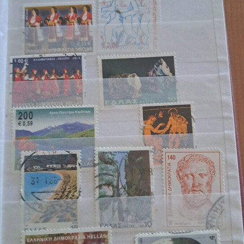 Greek Stamp Collection Album used, approx. 80 pieces