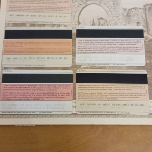 Disneyland Paris Passeport Enfant cards from 1993 like new, set of 5