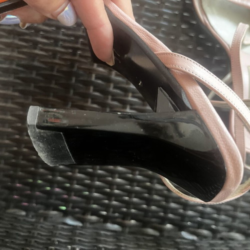 Leather pink sandals size 37 like new, heel height 8-9 cm