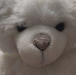 White plush teddy bear used, 30cm height, vintage style