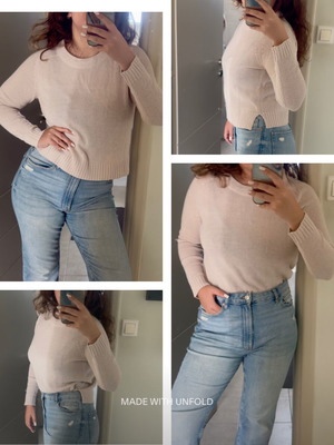 H&M viral πλεκτό crop πουλόβερ, κρεμ ροζ