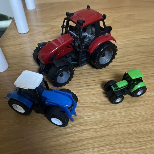Toy tractor cars used, set of three different sizes
