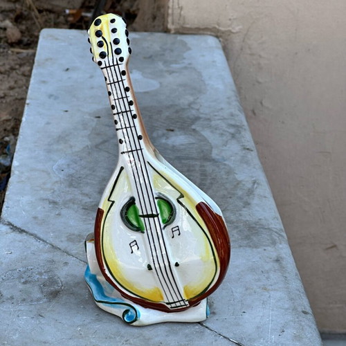 Ceramic decorative mandolin used, handmade