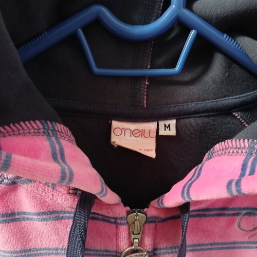 O'Neill vintage thick warm hoodie pink with blue stripes